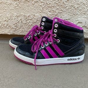 Adidas purple high top sneakers size 6 womens